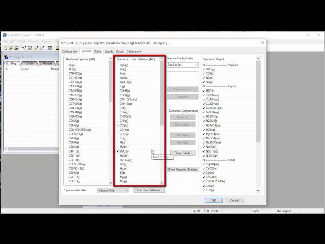 Tutorial Section 3.3 Project Configuration - Add a Hardwired Species