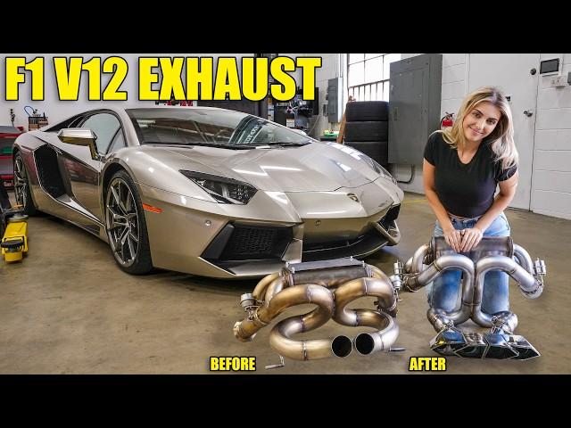 We rebuilt my F1 RACE Exhaust on my V12 LAMBORGHINI AVENTADOR... It SCREAMS.