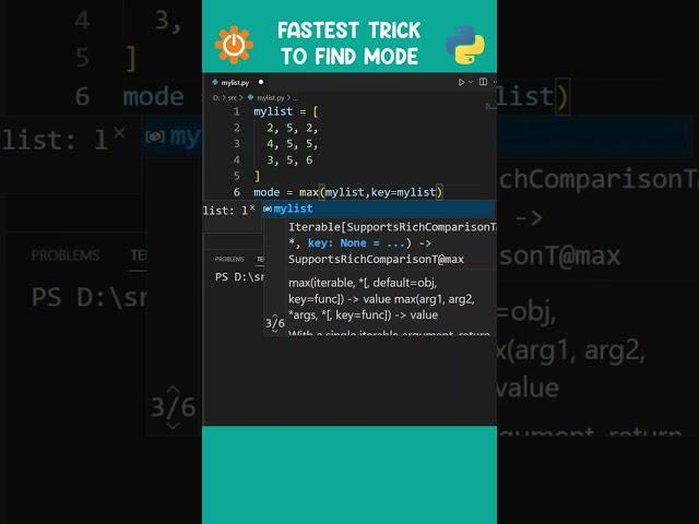 FASTEST TRICK TO FIND MODE FROM ANY PYTHON LIST #shorts #coding #programming #python #tricks #tips