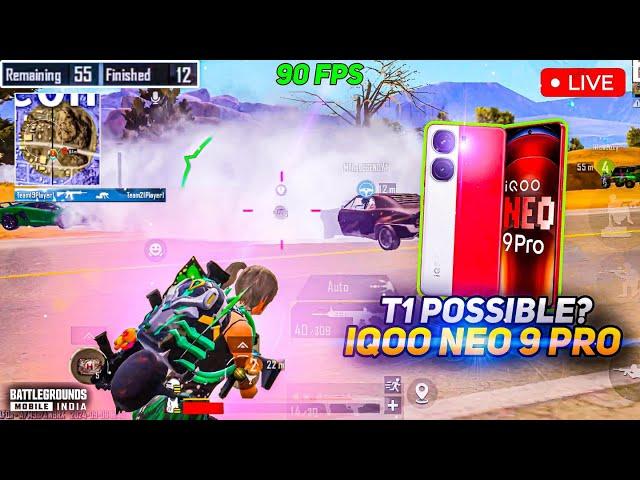 BGMI LIVE IQOO NEO 9 PRO PERFORMANCE TEST  | SMOOTH + 90FPS PUBG / BGMI TEST 2024#iqooneo9pro