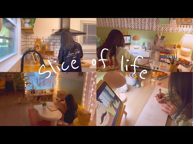 Slice of life | making corn dessert & painting & drawing anime