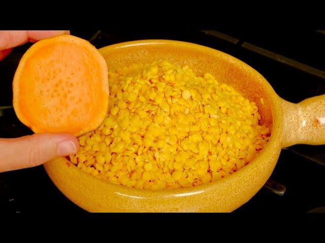 200g lentils and 100g sweet potato! My husband’s favourite high protein lentil recipe!