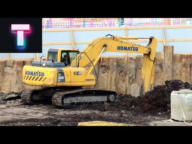 Crawler excavator working on a construction site video