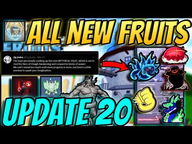 ⭐ Update 20 - All Official New Fruits And Fruit Reworks + Fruit PVP Rework