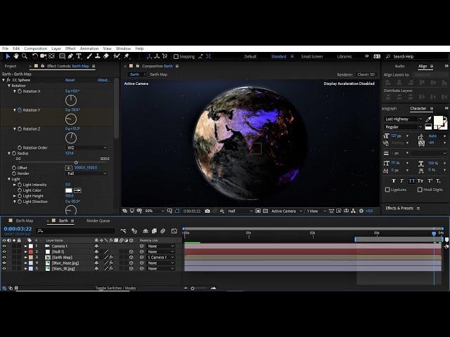 How to create a  Planet inside After Effects-Using CC Sphere