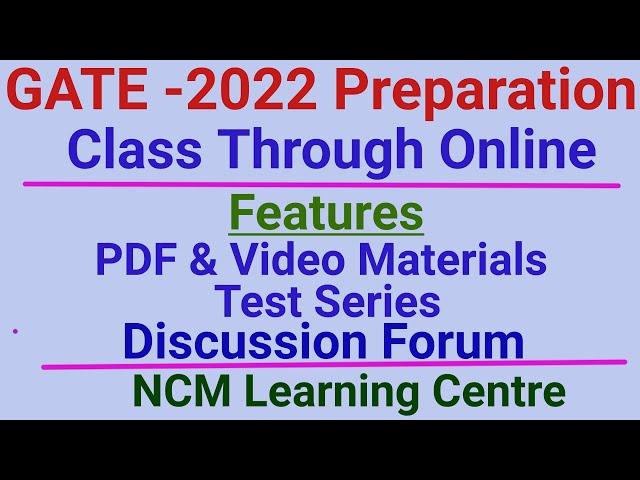 GATE 2022 | Preparation through online| Class| NCM Learning Centre| Final & Prefinal year Engineer