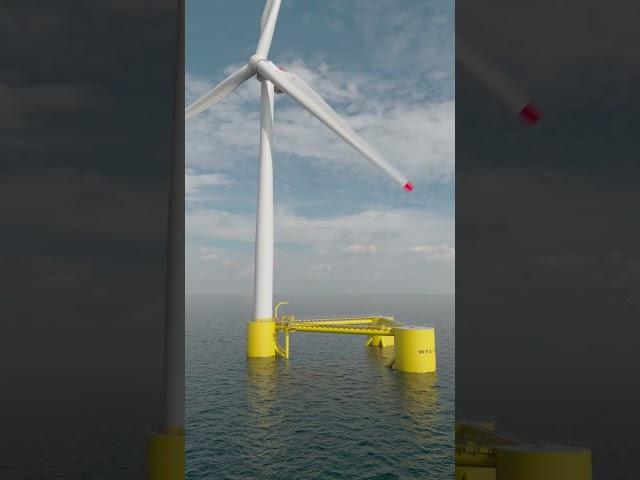 cinematic shot of WindFloat Atlantic float foundation 3d animation