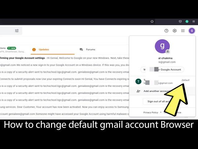 How to change default Gmail account in chrome or Firefox or Microsoft edge