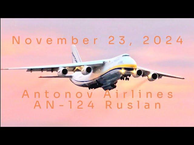 Windy sunset Antonov AN-124 Ruslan takeoff from PSM