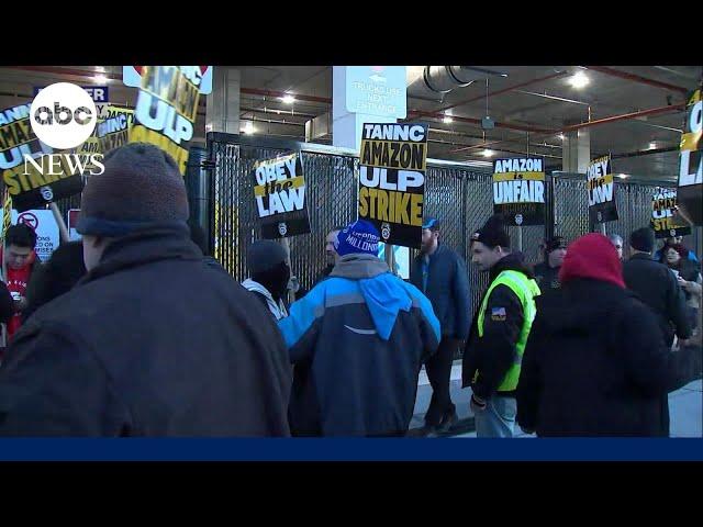 Thousands of Amazon warehouse workers go on strike days before holidays