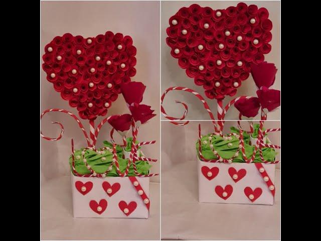 Heart Valentines gift idea/DIY PAPER CRAFT FLOWER IDEAS/Alla hjärtas present ide/PYSSEL MED PAPPER.