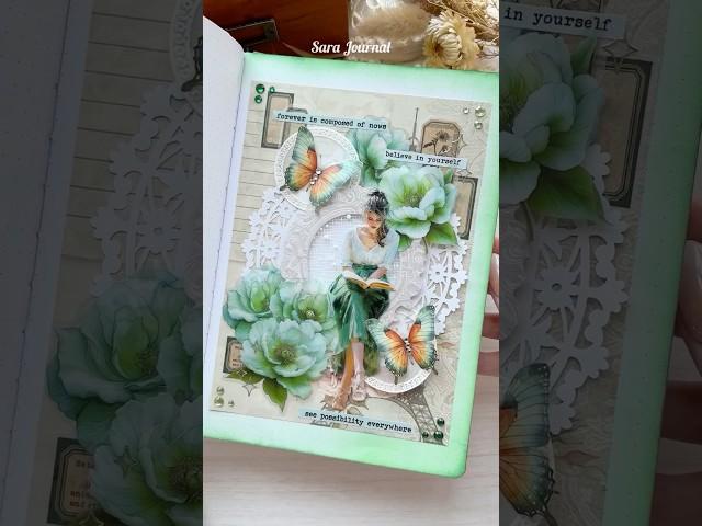 ASMR Green Journaling#journalwithme #scrapbooking #shorts