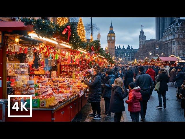 Central London Christmas Walk: Stunning Christmas Lights & Markets in 4K HDR