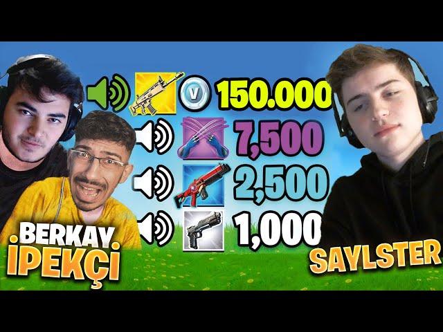 SAYLSTER & BERKAY İPEKÇİ FORTNITE LISTENED TO THE SOUNDS !! 26,000 PAPEL BIG AWARD !!