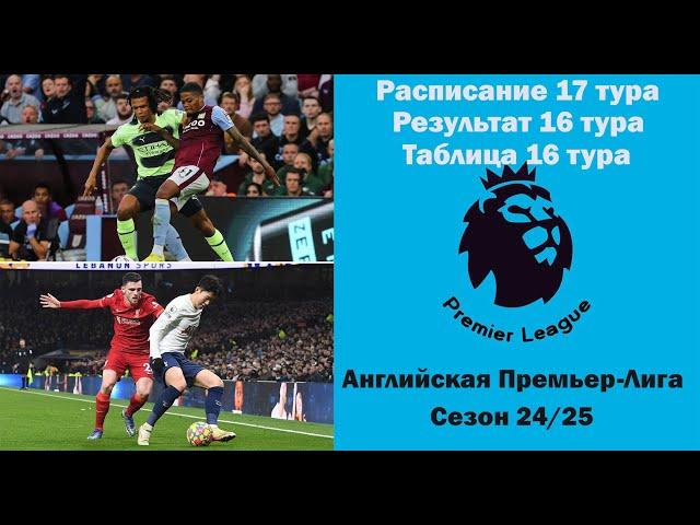 Английская Премьер-Лига (АПЛ): Расписание 17 тура, результат 16 тура, таблица 16 тура сезона 24/25