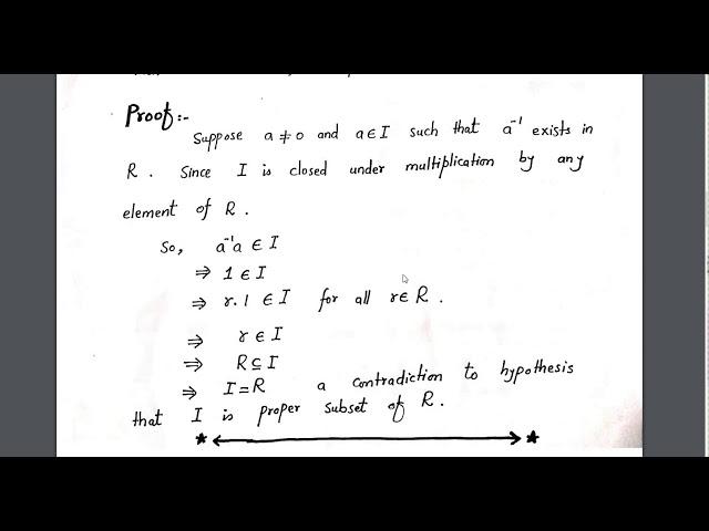 ideal in proper ideal no element has multiplicative inverse