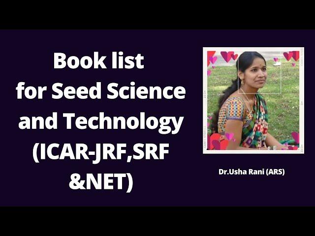 Books list for ARS,SRF and NET for Seed Science and Technology