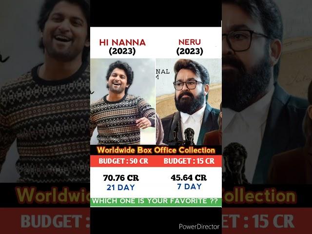 Hi Nanna Vs NERU Movie Comparison || Box Office Collection #shorts #salaar #jawan #tiger3 #animal