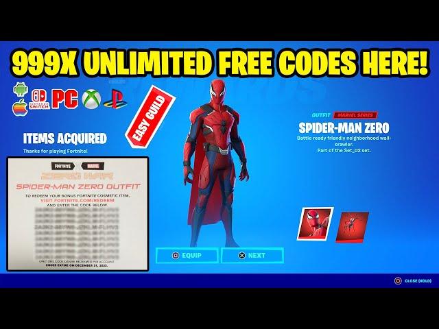 How To Get Spider-Man Zero Skin FREE CODES in Fortnite! (UNLIMITED FREE SPIDER-MAN ZERO CODES)