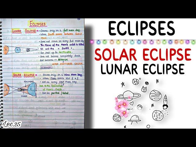 Eclipses --- Solar & Lunar || World Geography || Handwritten notes || Lec.25 || An Aspirant !