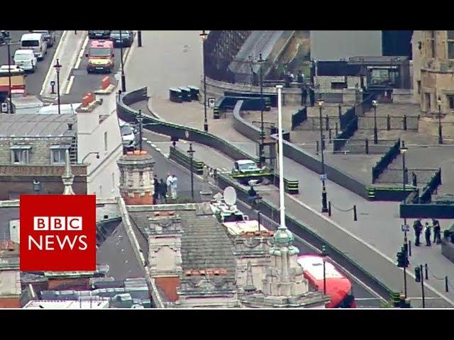 Westminster car crash: Aerial footage of the crash   - BBC News