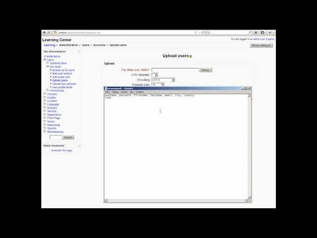 Урок 21. Как загрузить пользователей списом CSV в Moodle