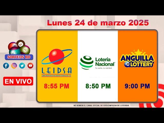 Lotería Nacional LEIDSA y Anguilla Lottery en Vivo  | Lunes 24 de marzo  2025/ 8:55 P.M