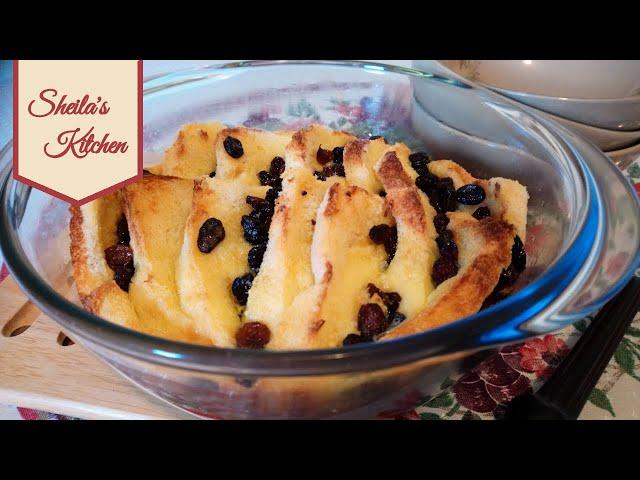 Traditional British bread and butter pudding