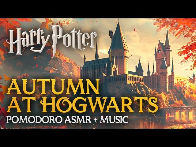  Harry Potter Pomodoro: FALL AT HOGWARTS ️ Harry Potter Study Session, Autumn ASMR Ambience