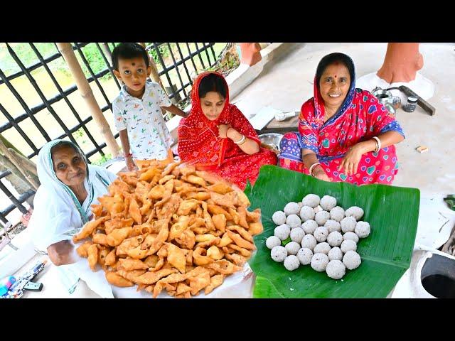 দূর্গা পূজা স্পেশাল মায়ের হাতে নারকোল নাড়ু সঙ্গে লিমুর হাতে মচমচে খাস্তা নিমকি | Puja special recipe