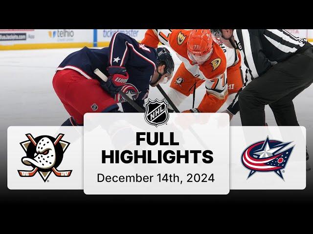 NHL Highlights | Ducks vs. Blue Jackets - December 14, 2024