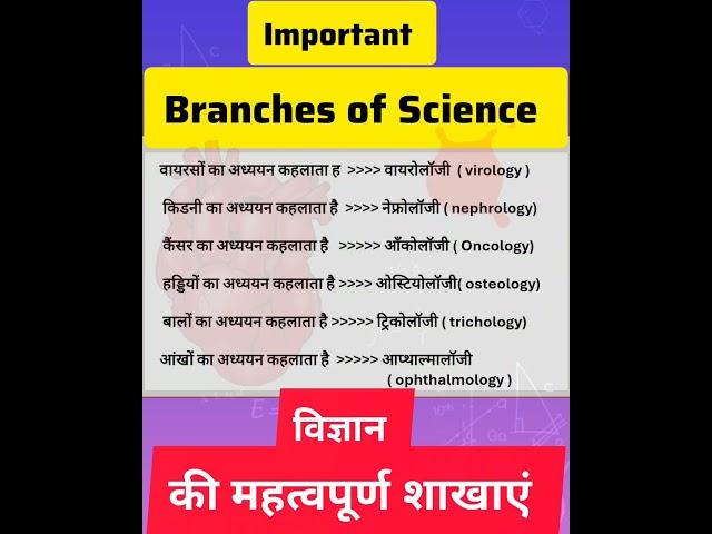 Branches of Science #shorts #short #shortsfeed #shortvideo #ytshorts #shortsvideo