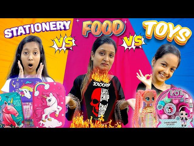 EXTREME FOOD  vs STATIONERY ️ vs TOYS  CHALLENGE!| Family Fun Challenge | Cute Sisters Challenges