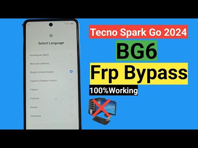 Tecno Spark Go 2024 || Tecno BG6 Frp bypass ||Tecno Spark Go bg6 google account remove/Gmail unlock