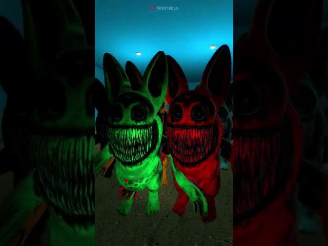 all colored zoonomaly monsters chasing in squid game room