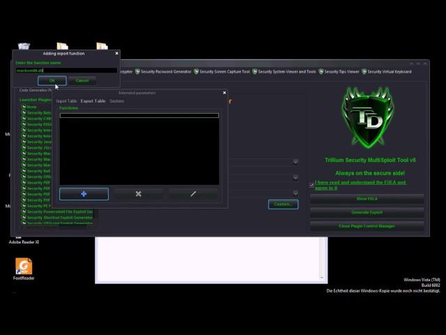 Trillium Securiy MultiSploit Tool v6 - PE File Exploit