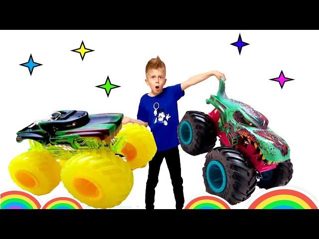 Монстр Траки Hot WHEELS играют в ПРЯТКИ в магазине! Monster Trucks Pretend play hide and seek!