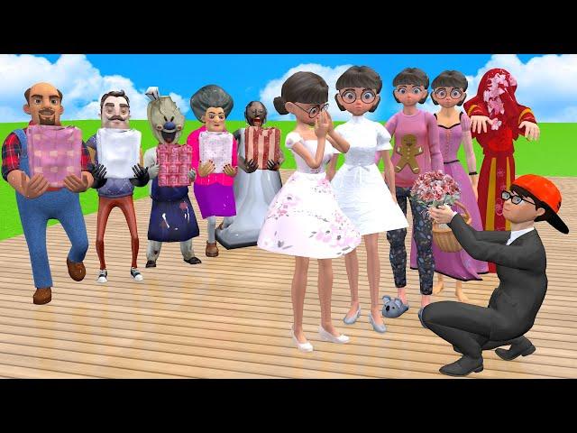 Scary Teacher 3D vs Squid Game Wedding Dress-Up Squid Girl Beauty or Error 5 Times Challenge