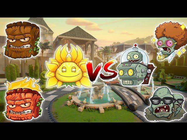 Big Stump, Sunflower Queen and Giga Torchwood vs Mech Garg, Giga Garg and Disco Zombie ( PVZ GW2 )