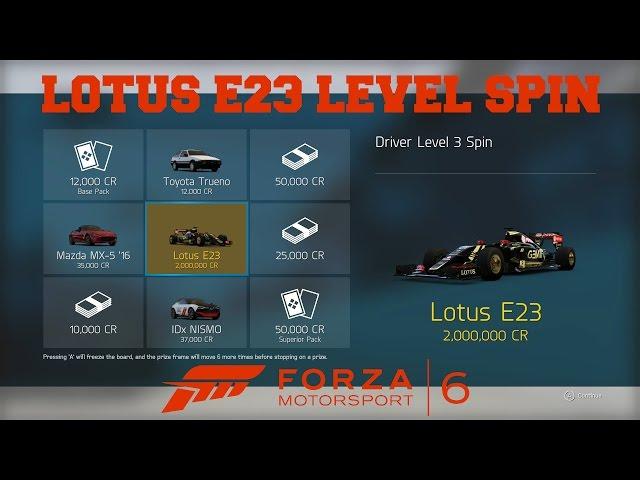 LOTUS E23 LEVEL SPIN!!!! Forza 6 Gameplay and Spin