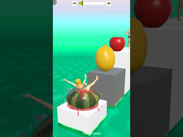 Squeezy Girl Reverse Jumping On Watermelon  Orange  Mango  #shorts #fun #rever