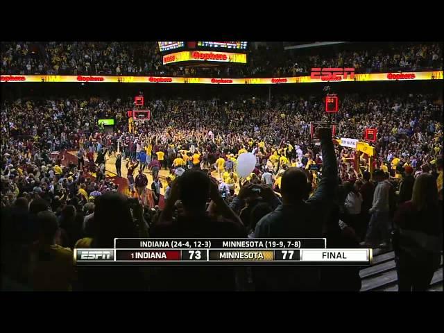 Gophers Upset Hoosiers, Fans Rush Court