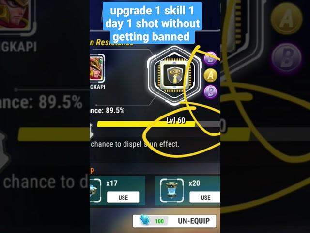 buy and upgrade skills 1 day 1 without getting banned