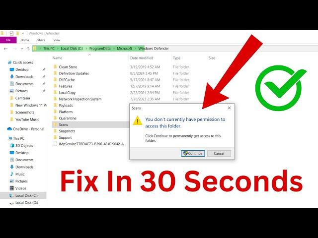Fix Windows Defender Scans Folder "You Have been denied Permission to access this Folder" Problem