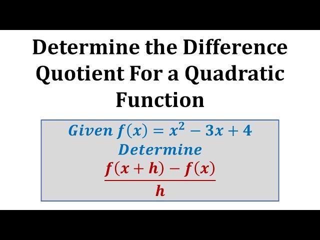 Ex 2:  The Difference Quotient (Quadratic Function)