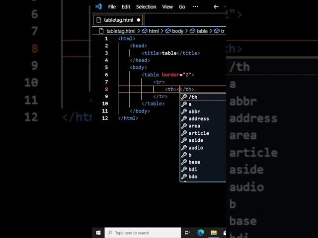 table tag.table tag in html.table example #coding #code #html