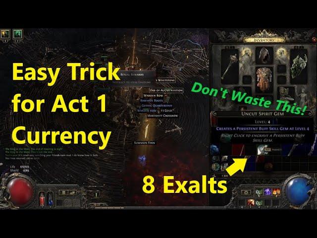 Easy Trick To Make Currency in Act 1 (8+ Exalts from Quest Reward) - Path of Exile 2