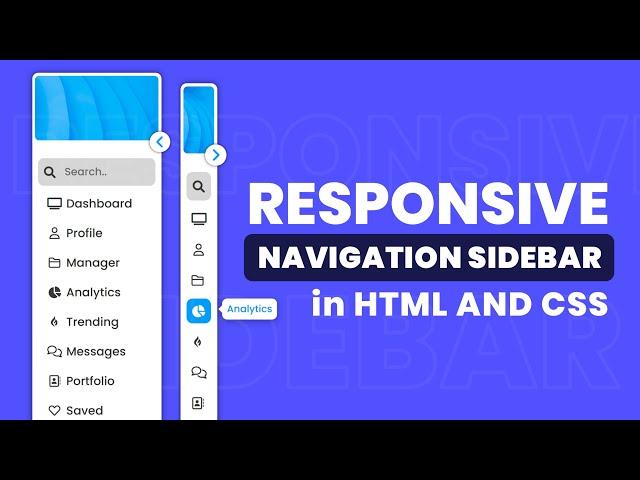 Responsive Navigation Sidebar In HTML And CSS | Side Navbar @WebKitCoding