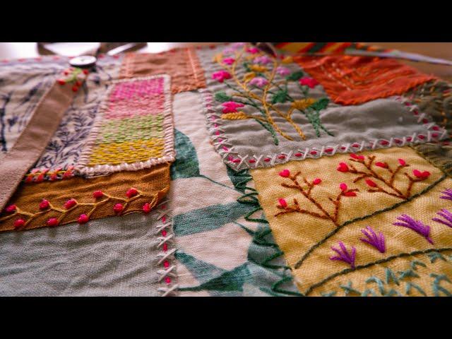 Handmade patchwork idea from scrap fabric