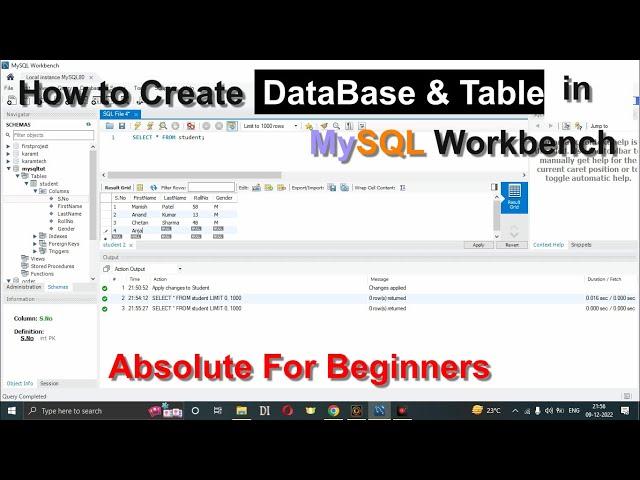 How to create database & table in mysql Workbench 8.0.3 | Create Table In Mysql Workbench 8 tutorial